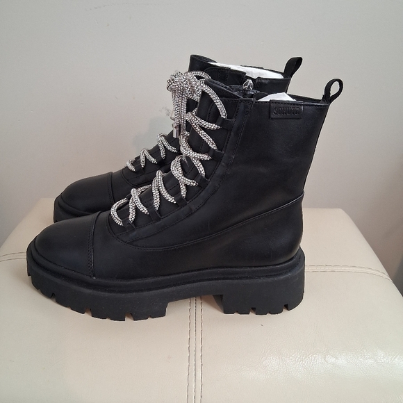 Schutz Kaile Glam Lace-Up Leather Stomper Boots Size 7B NWT - Picture 8 of 10